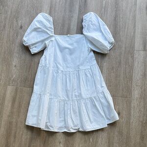 H&M Classic White Puff-Sleeve Dress - Size Medium